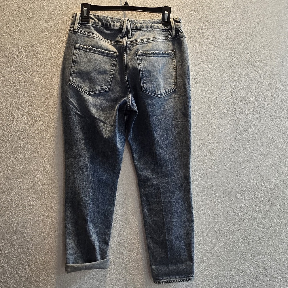 Good American High Rise Straight Jeans Women Size 2 / 26 Acid Wash Denim - Picture 2 of 13